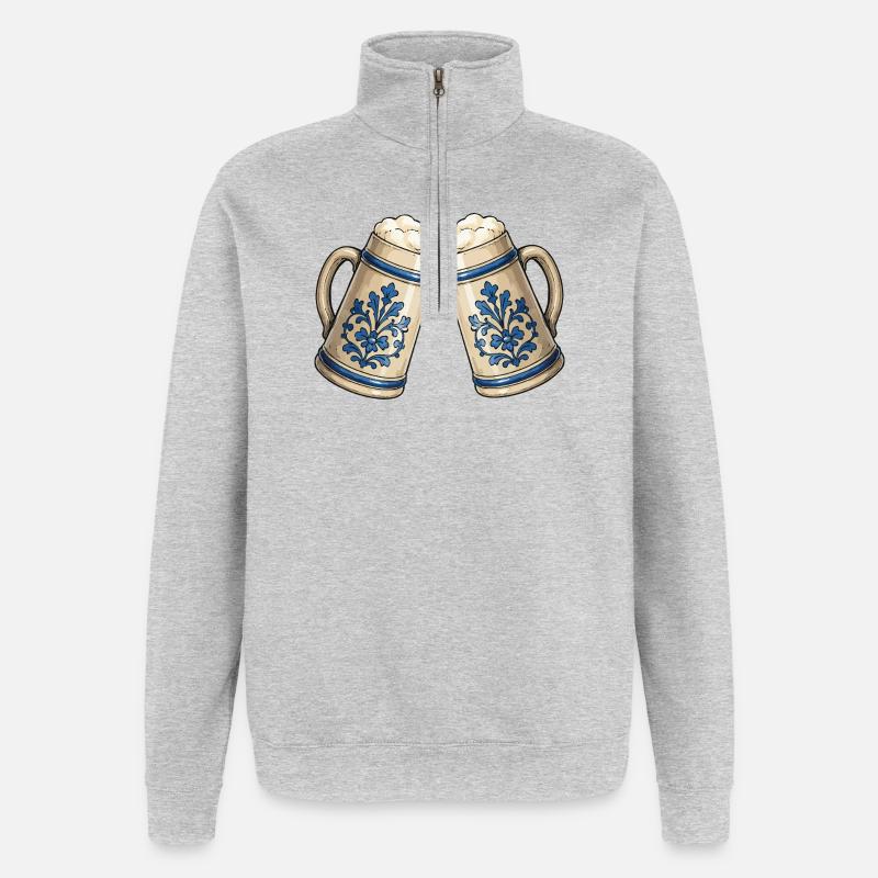 Bier Bierkrüge Ornament - Quarter-Zip-Sweatshirt - Grau meliert