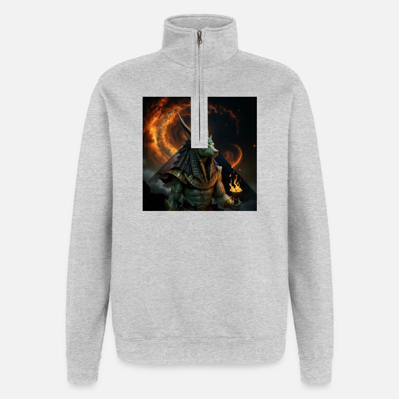 Anubis Guerrier du Feu - Sweat à zip 1/4 - gris chiné