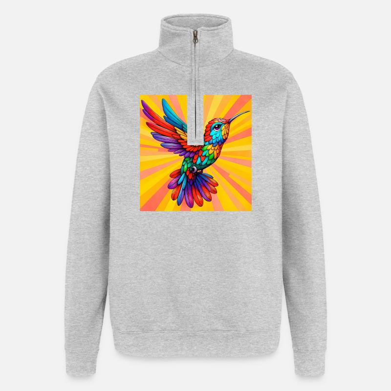 colibri - Sweat à zip 1/4 - gris chiné