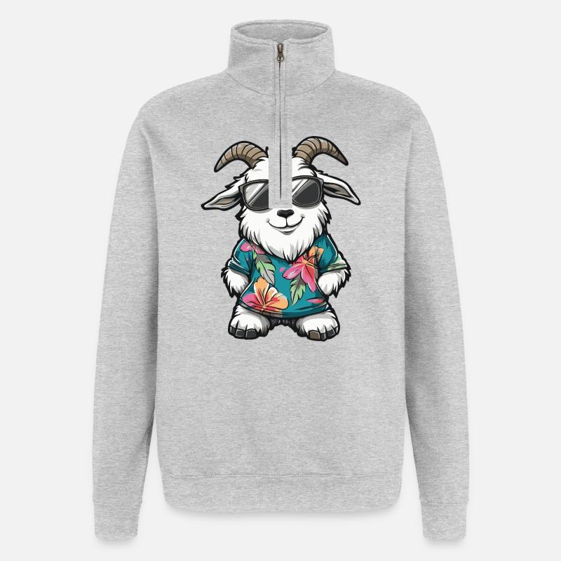 Mountain Goat Comic Vacation - Quarter-Zip Sweatshirt - heather grey
