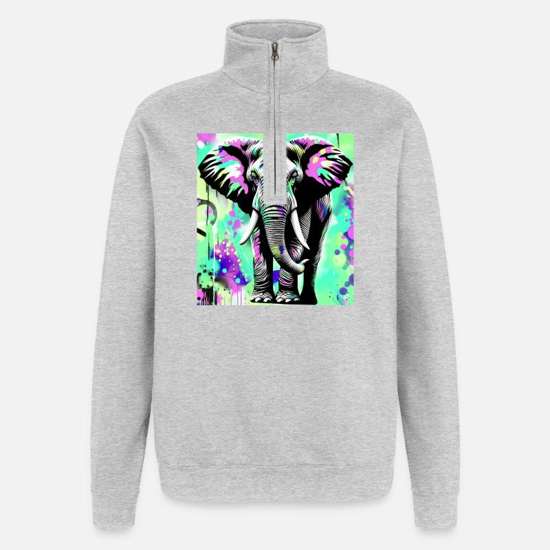 Elefant - Quarter-Zip-Sweatshirt - Grau meliert
