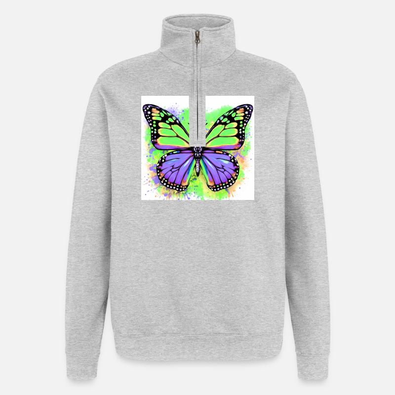 Schmetterling - Quarter-Zip-Sweatshirt - Grau meliert