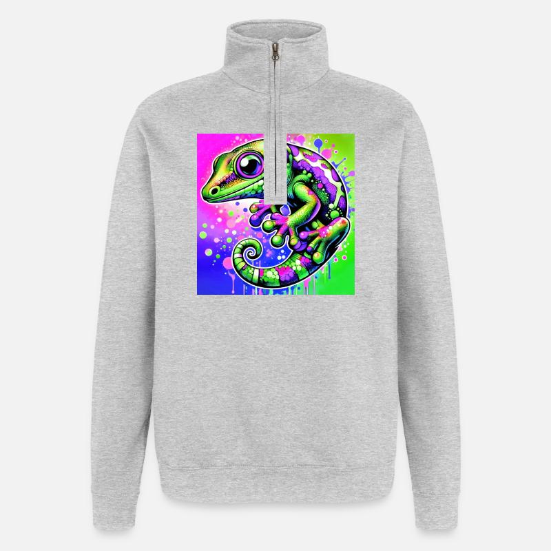 Gecko - Sweat à zip 1/4 - gris chiné