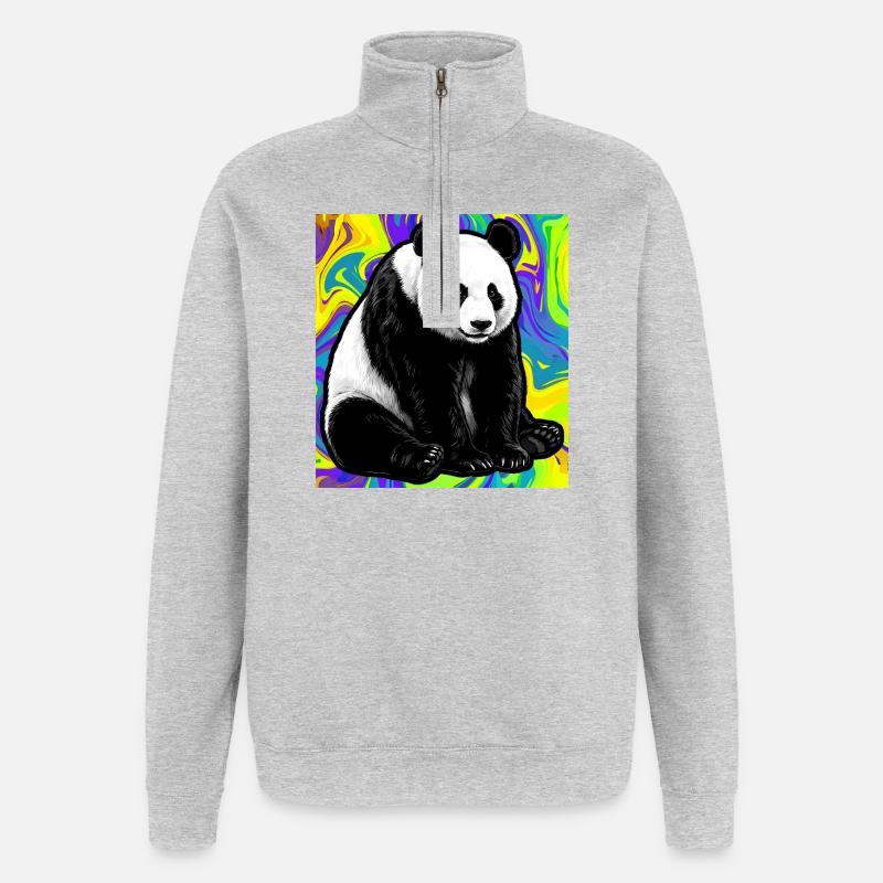 panda - Sweat à zip 1/4 - gris chiné