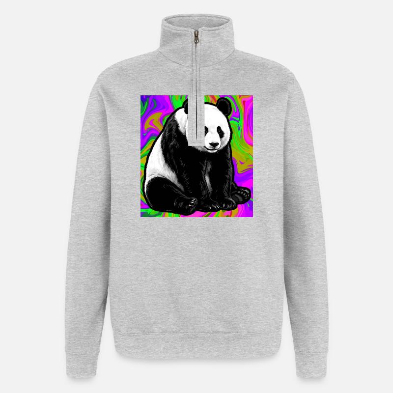 panda - Sweat à zip 1/4 - gris chiné