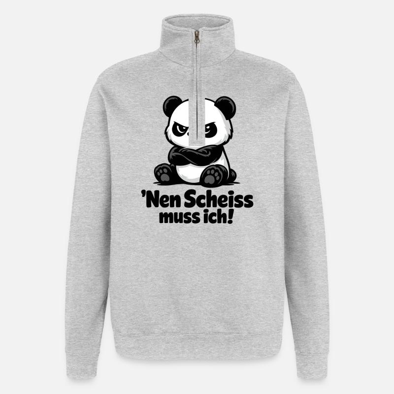 Nen Scheiss Muss Ich Panda - Quarter-Zip-Sweatshirt - Grau meliert