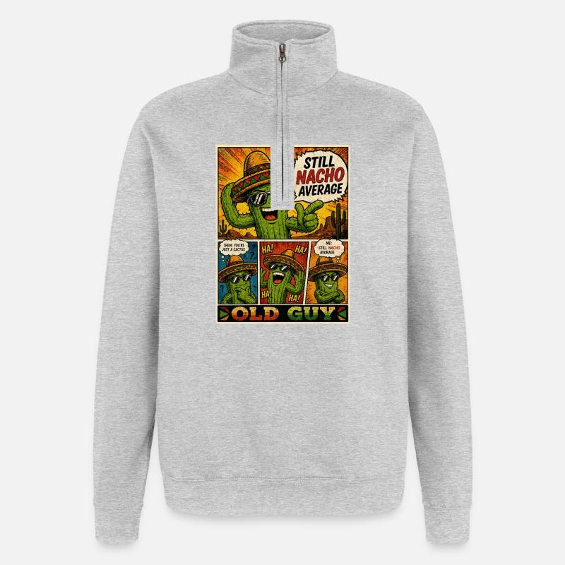 Old Guy Nacho Cactus - Quarter-Zip-Sweatshirt - Grau meliert