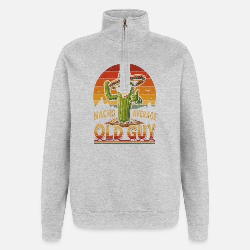 Nacho Average Old Guy Cactus Shirt - Quarter-Zip Sweatshirt - heather grey
