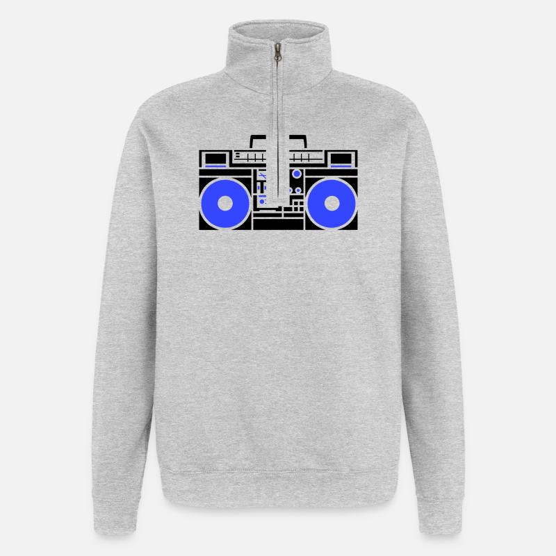 Radio blaster de ghetto - Sweat à zip 1/4 - gris chiné