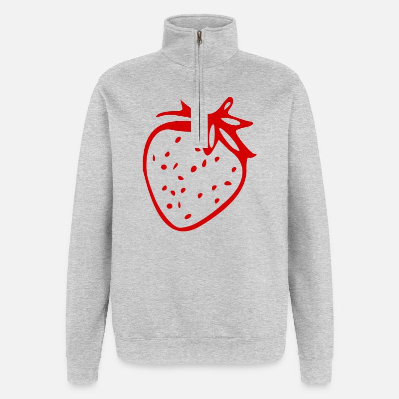 Erdbeere - Quarter-Zip-Sweatshirt - Grau meliert