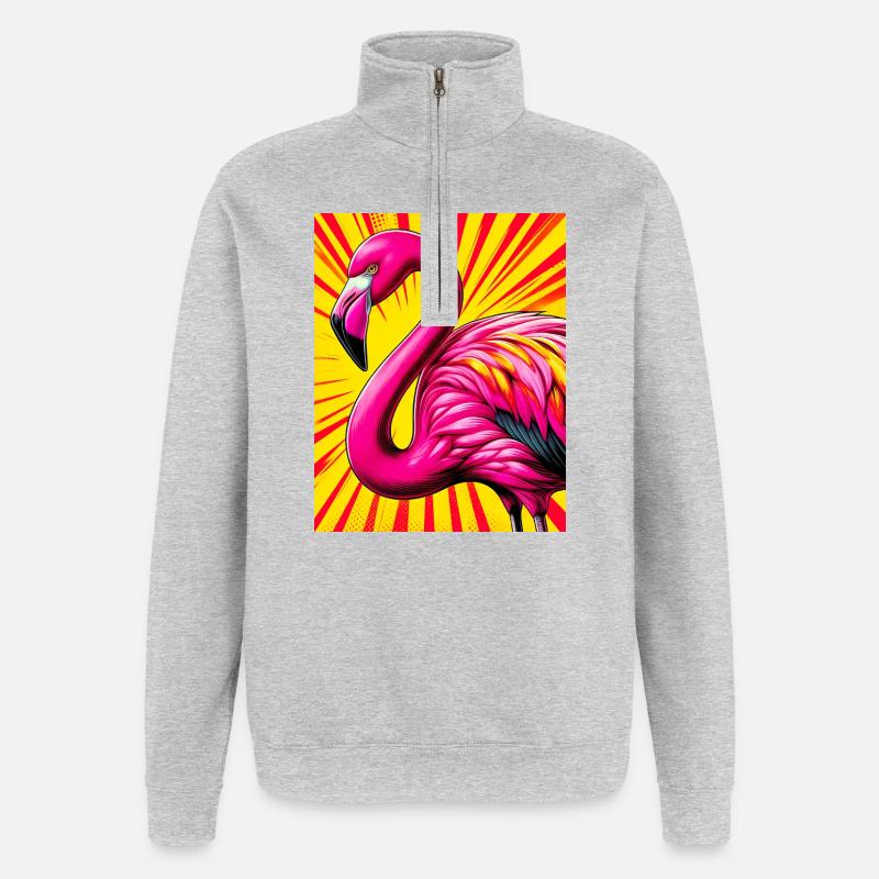 Flamingo - Quarter-Zip-Sweatshirt - Grau meliert