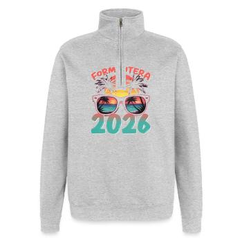 Formentera 2026 - Quarter-Zip Sweatshirt - heather grey - Front - AI Model Female 172 light (172cm) & AI Model Male 178 dark (178cm)