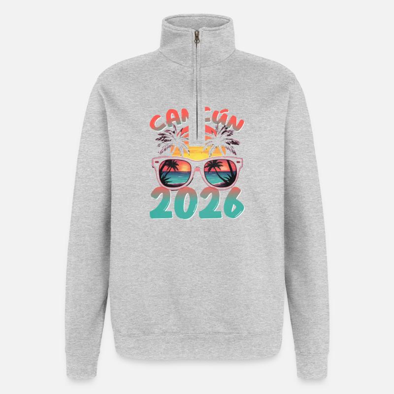 Cancun 2026 - Quarter-Zip-Sweatshirt - Grau meliert