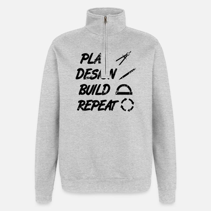 Planifier, Construire, Répéter - Sweat à zip 1/4 - gris chiné