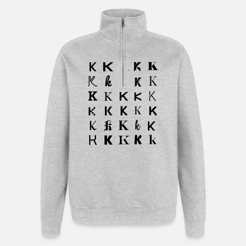 Typografie 'K', Monogramm-Buchstabenmosaikdesign. - Quarter-Zip-Sweatshirt - Grau meliert