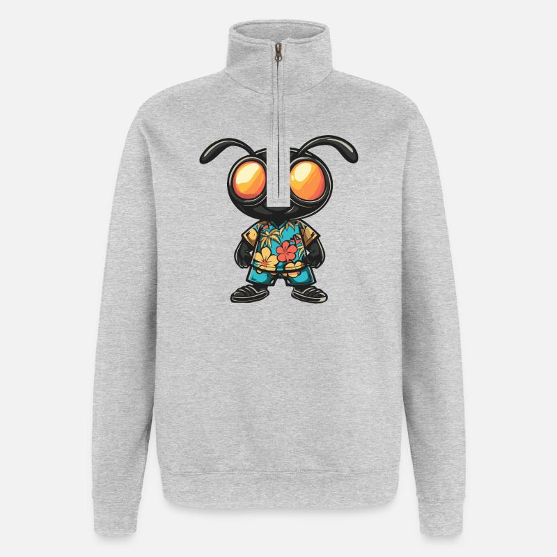Ameise Comic Urlaub - Quarter-Zip-Sweatshirt - Grau meliert