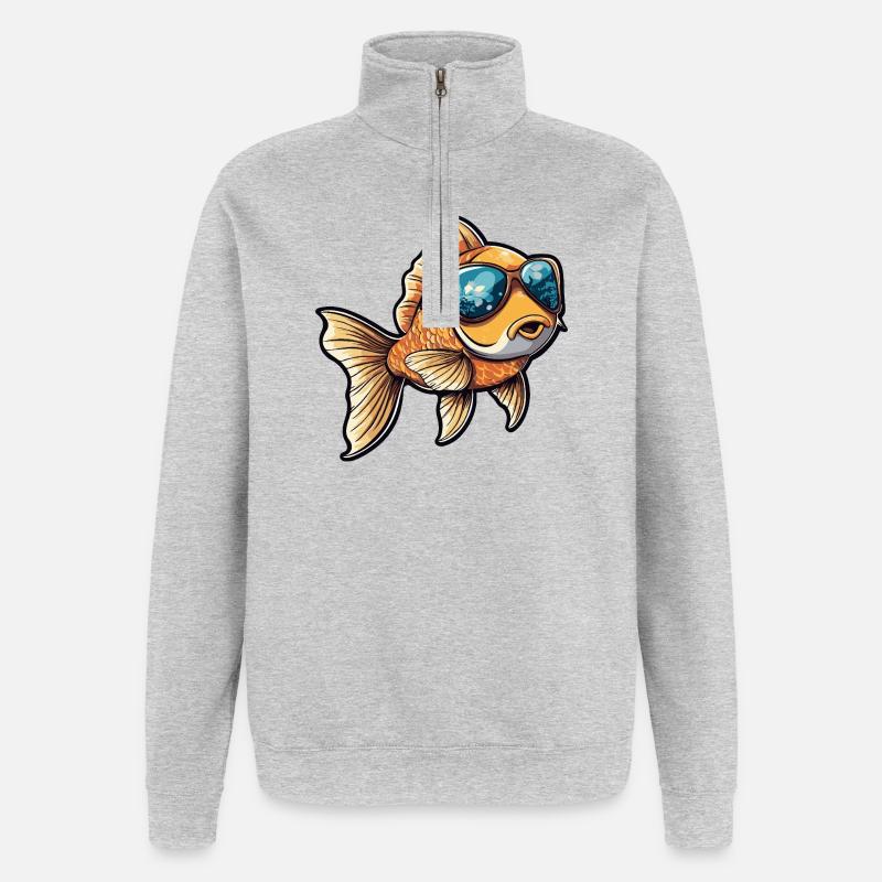 Goldfish Comic Vacation - Quarter-Zip Sweatshirt - heather grey