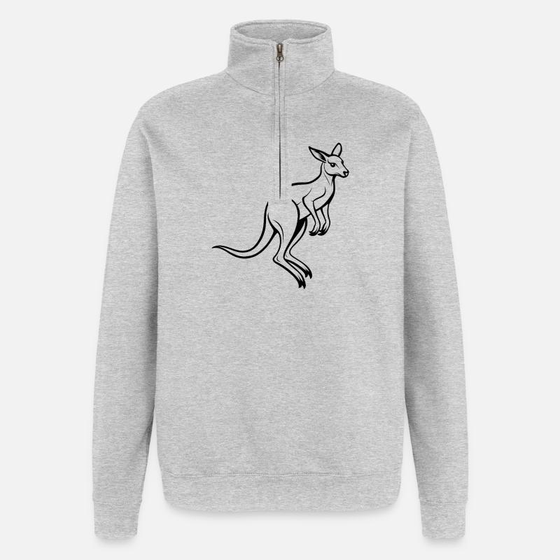 Känguru-Springen - Quarter-Zip-Sweatshirt - Grau meliert