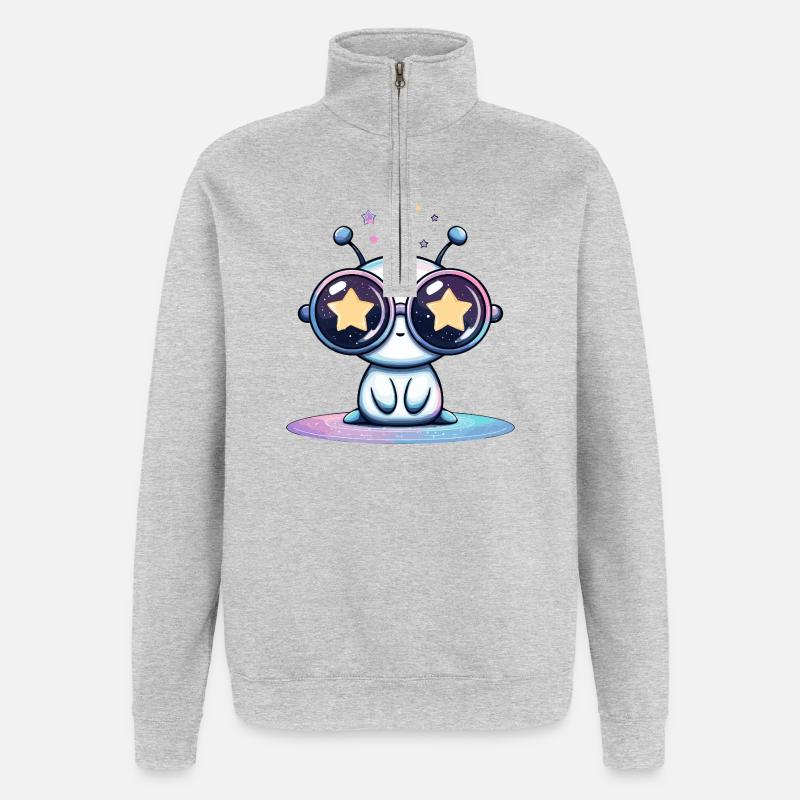 Sternenbrille Alien - Quarter-Zip-Sweatshirt - Grau meliert