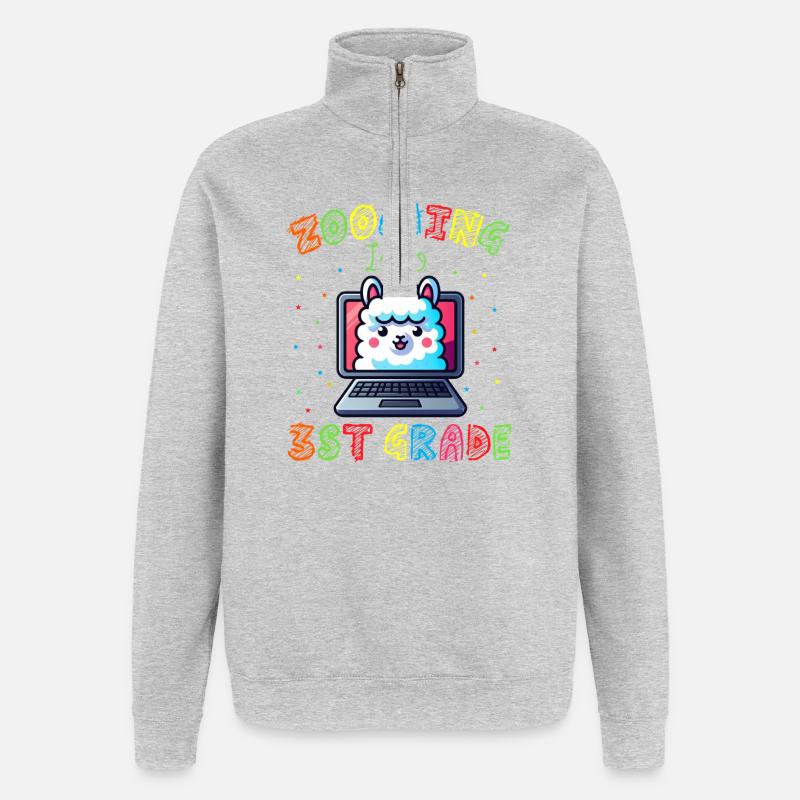 Lama Code Arc-en-Ciel Numérique - Sweat à zip 1/4 - gris chiné
