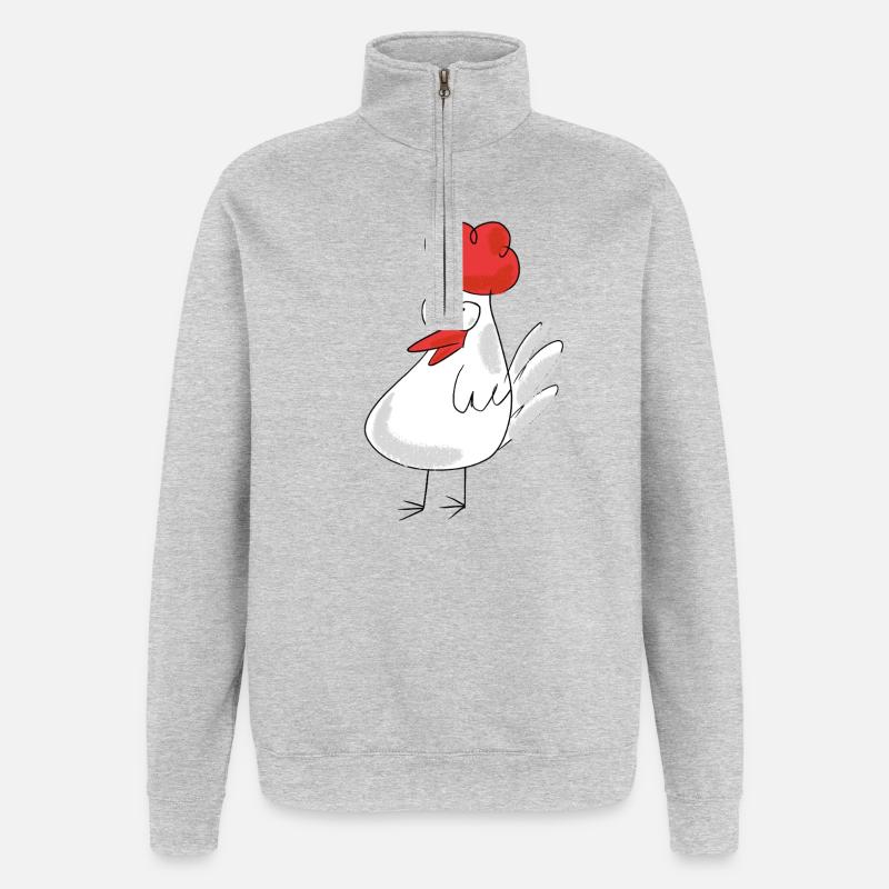 Mignonnes poules poules - Sweat à zip 1/4 - gris chiné