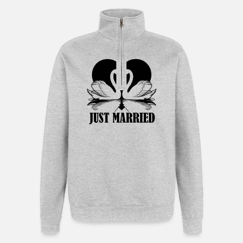 marié - Sweat à zip 1/4 - gris chiné
