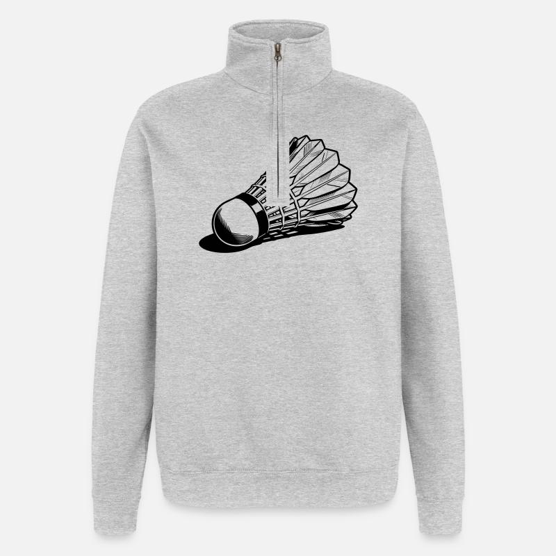 badminton shuttle - Quarter-Zip Sweatshirt - heather grey