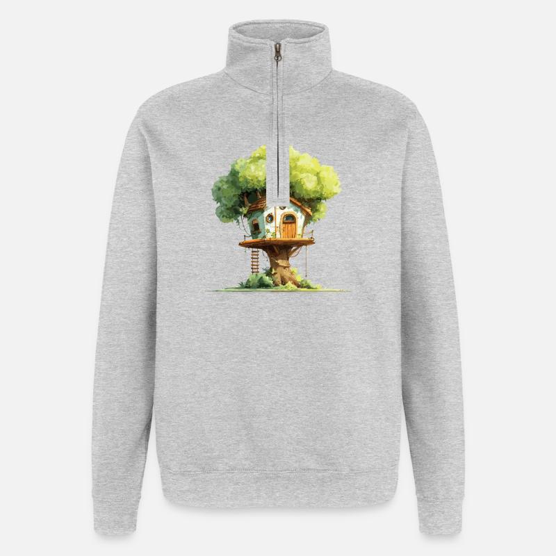 Treehouse in the canopy - Quarter-Zip Sweatshirt - heather grey