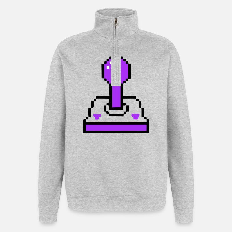 Arcade Joystick Retro Konsole - Quarter-Zip-Sweatshirt - Grau meliert