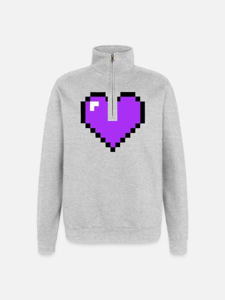 Pixel Heart 8-Bit Health - Quarter-Zip Sweatshirt - heather grey