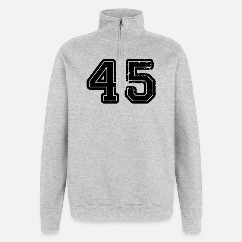 45 - Quarter-Zip-Sweatshirt - Grau meliert