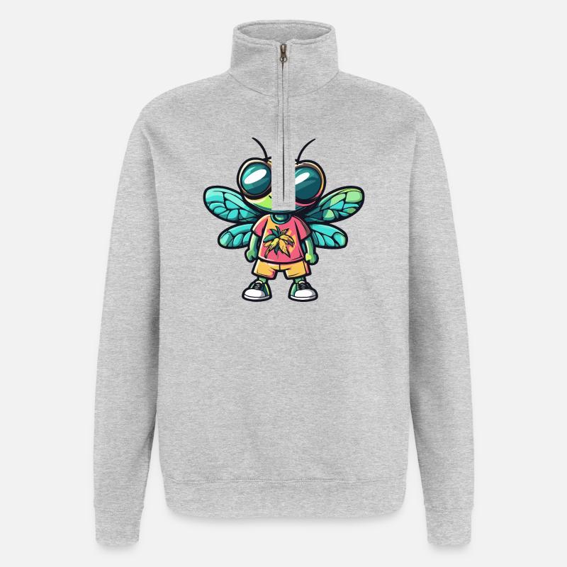 Dragonfly Comic Vacation - Quarter-Zip Sweatshirt - heather grey