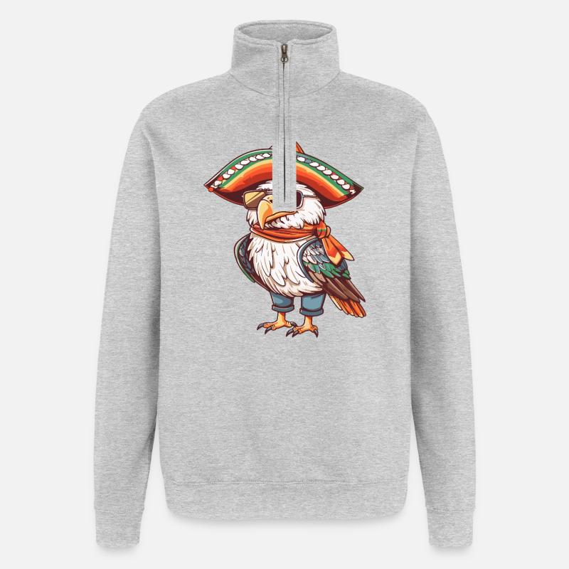 Eagle Comic Funny Sombrero - Quarter-Zip Sweatshirt - heather grey