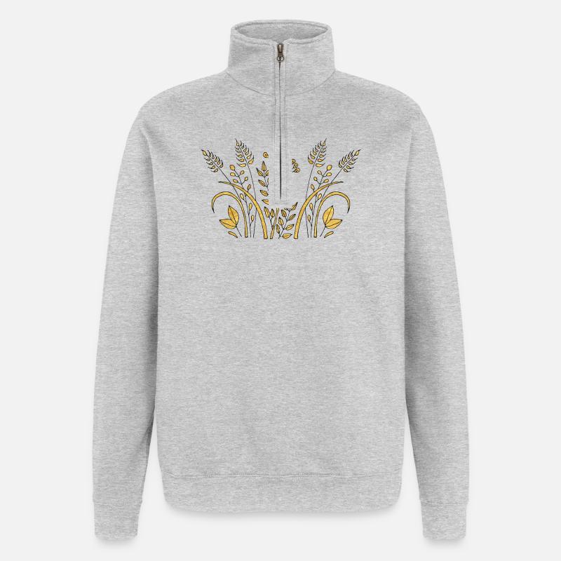 Fleur - Sweat à zip 1/4 - gris chiné