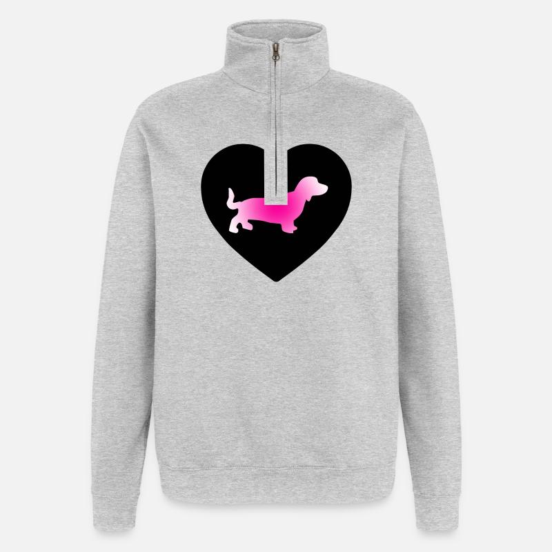 Teckel - Sweat à zip 1/4 - gris chiné