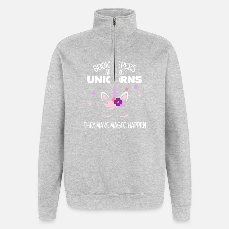 Buchhalter wie Einhörner machen Magie - Quarter-Zip-Sweatshirt - Grau meliert