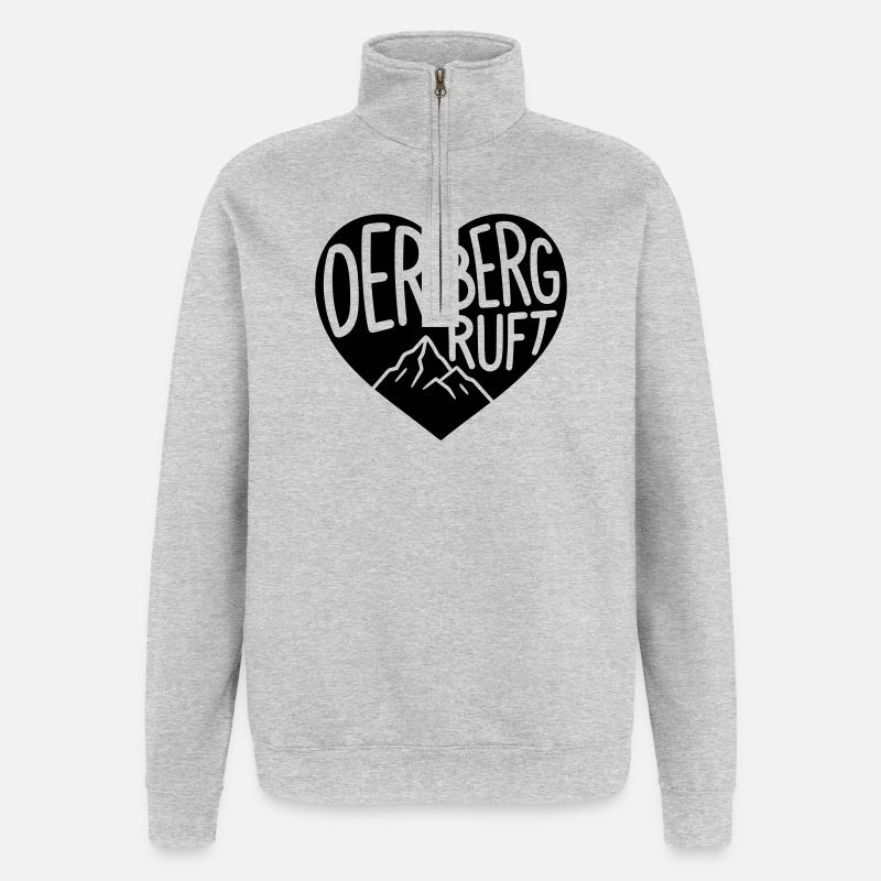 The mountain calls heart - Quarter-Zip Sweatshirt - heather grey
