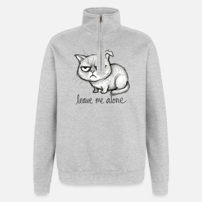 Chat Gribouillis - Sweat à zip 1/4 - gris chiné