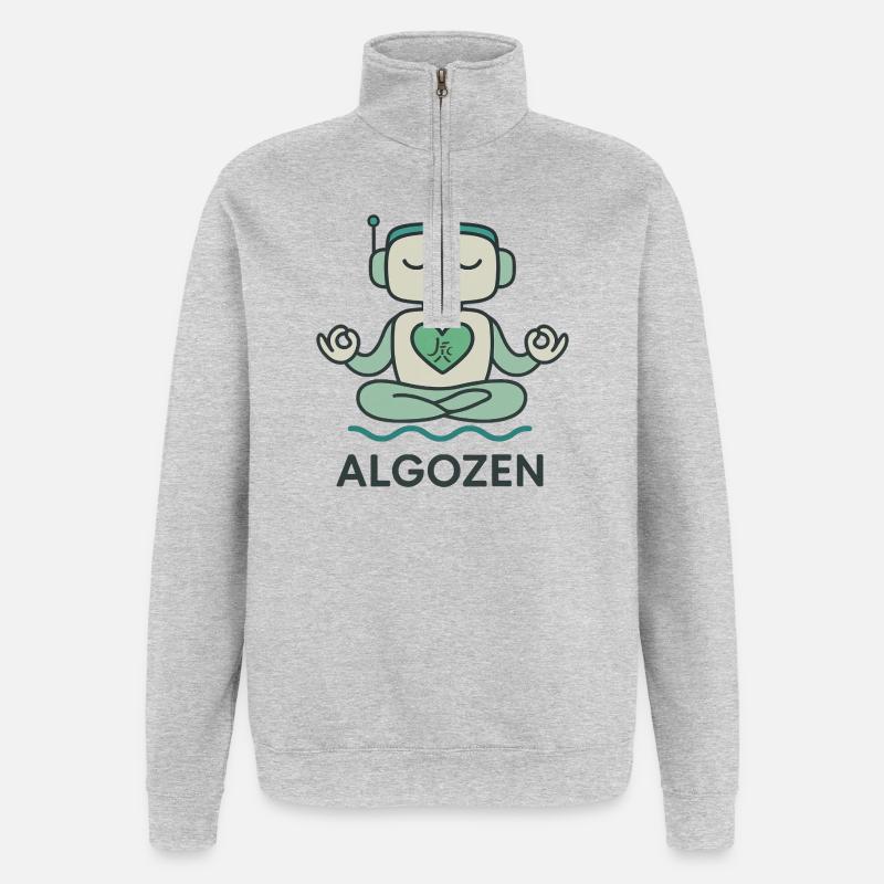 Roboter-Zen - Quarter-Zip-Sweatshirt - Grau meliert