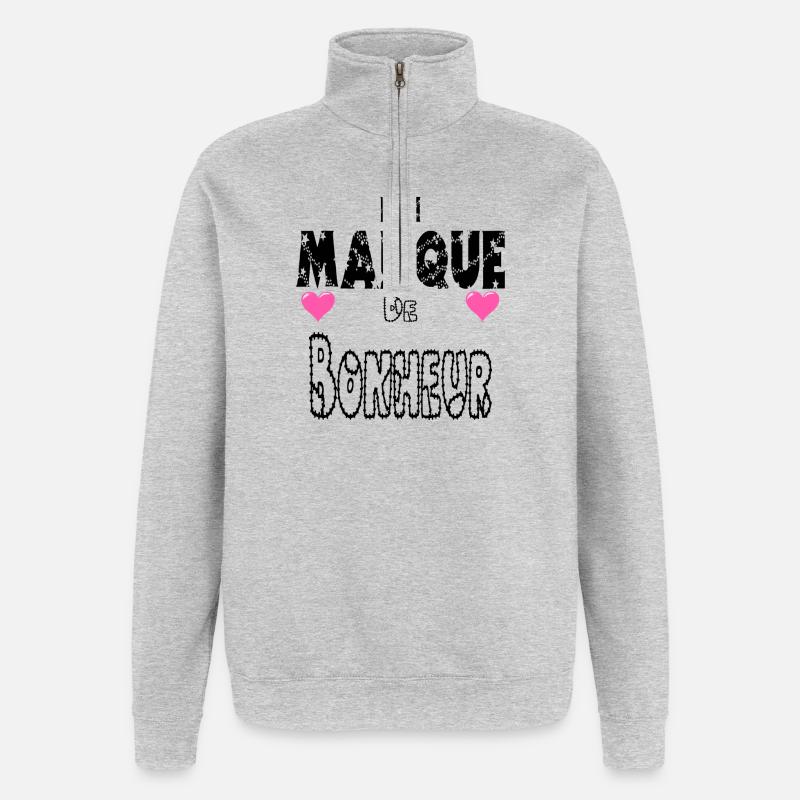 En Manque de Bonheur - Sweat à zip 1/4 - gris chiné