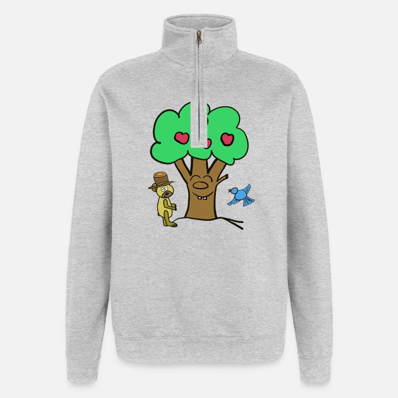 Apfelbaum Baum Teddybär Sommer Kind - Quarter-Zip-Sweatshirt - Grau meliert