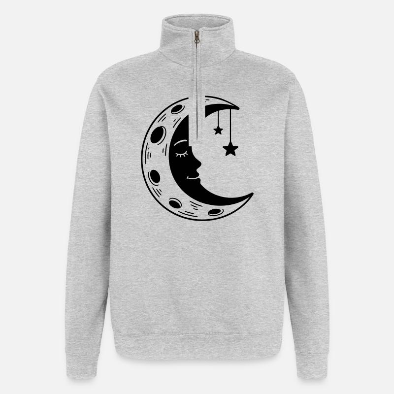 Croissant de lune - Sweat à zip 1/4 - gris chiné