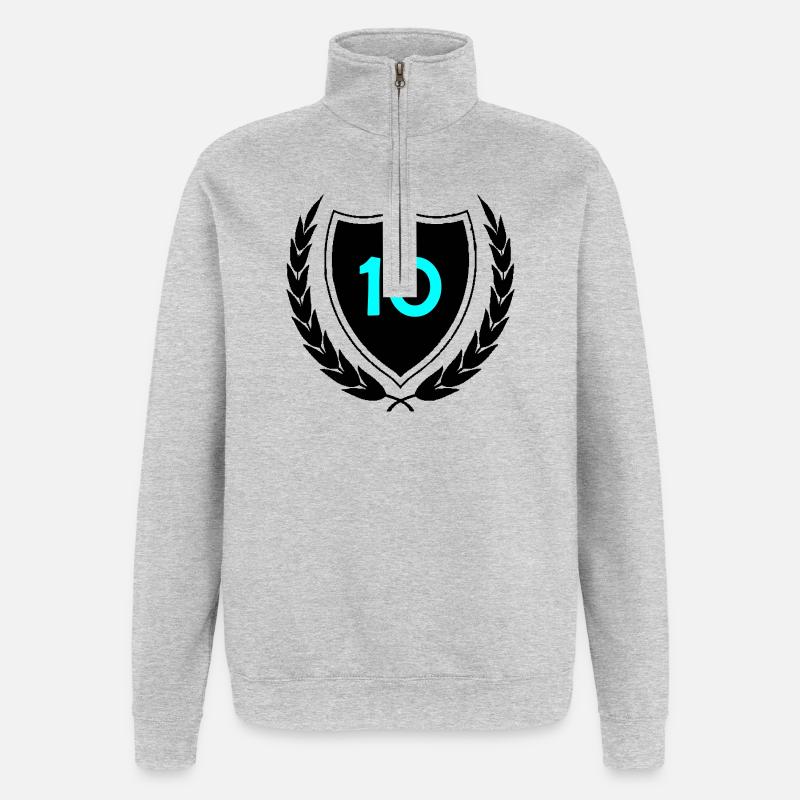 Imprimé en chiffres néon dix - Sweat à zip 1/4 - gris chiné