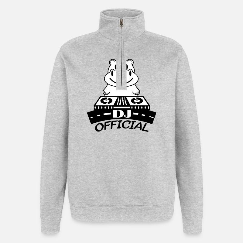 hippo_dj_design2 - Quarter-Zip Sweatshirt - heather grey