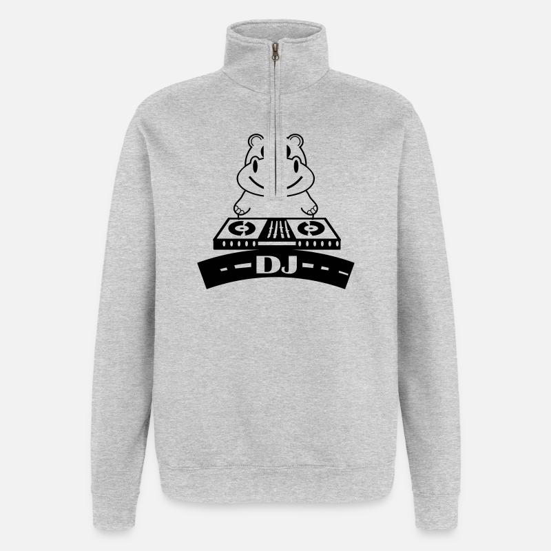 hippo_dj - Sweat à zip 1/4 - gris chiné
