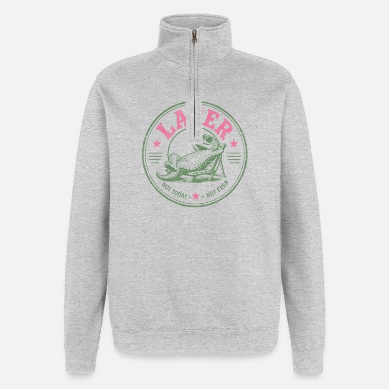 Aufschieberkrokodil Nie Heute - Quarter-Zip-Sweatshirt - Grau meliert