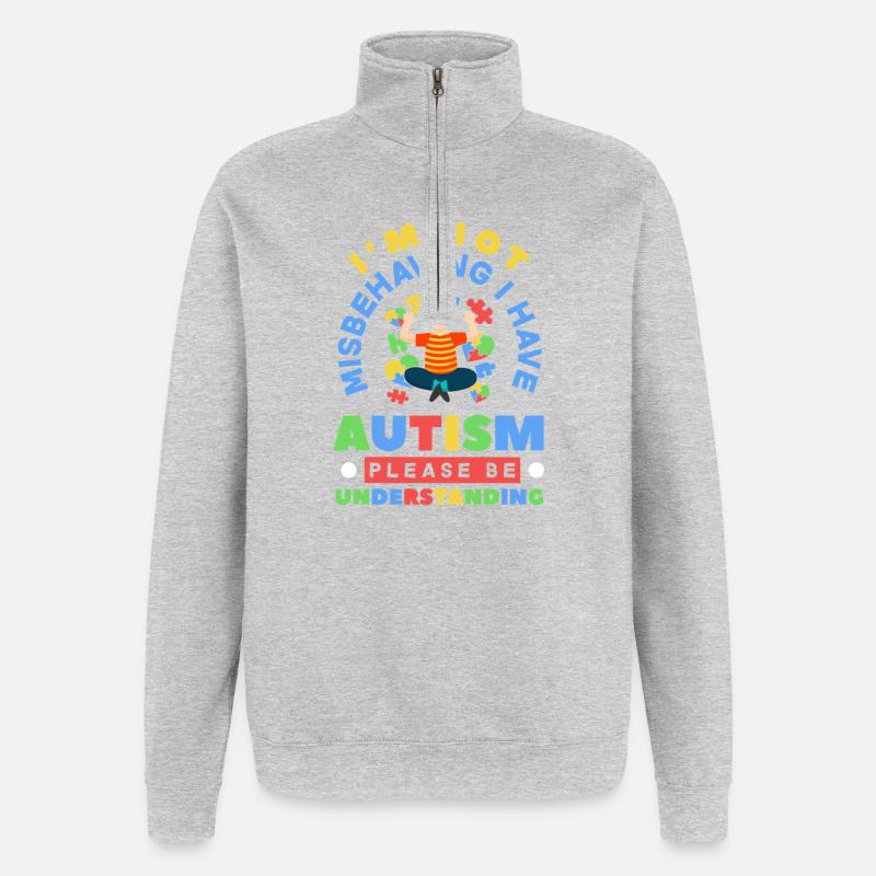 Autism Understanding: Puzzle Hearts - Quarter-Zip Sweatshirt - heather grey
