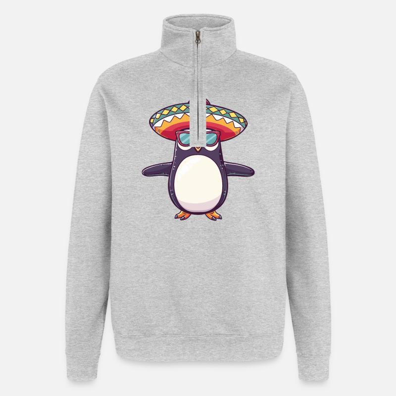Penguin Comic Sombrero drôle - Sweat à zip 1/4 - gris chiné