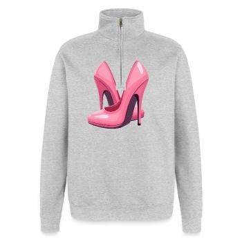 High Heels Schuhe - Quarter-Zip-Sweatshirt - Grau meliert - Vorne - AI Model Female 172 light (172cm) & AI Model Male 178 dark (178cm)