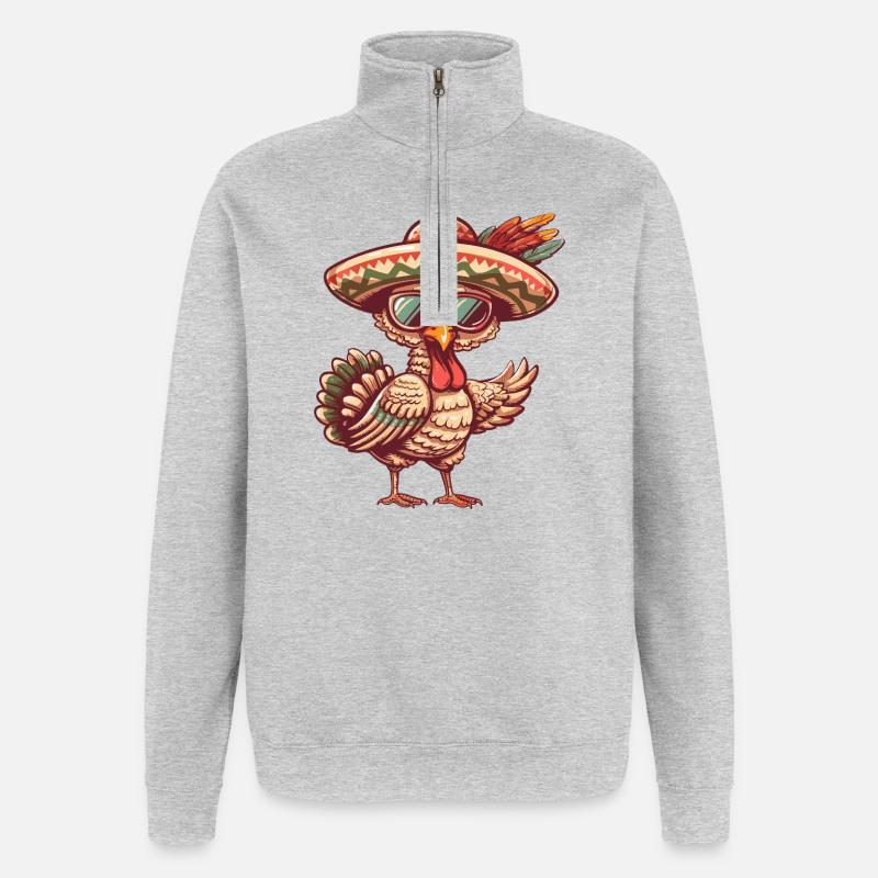 Turkey Comic Funny Sombrero - Quarter-Zip Sweatshirt - heather grey